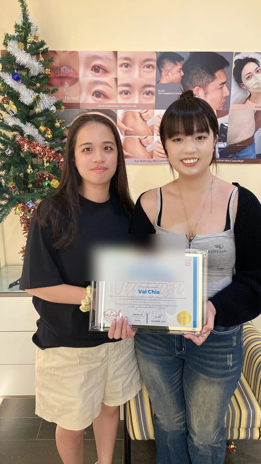 Jealash Lash Lift graduate with the student name blurred for privacy