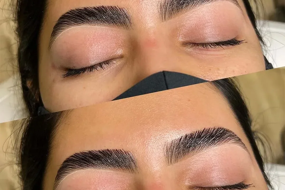 Brow lamination before-and-after result