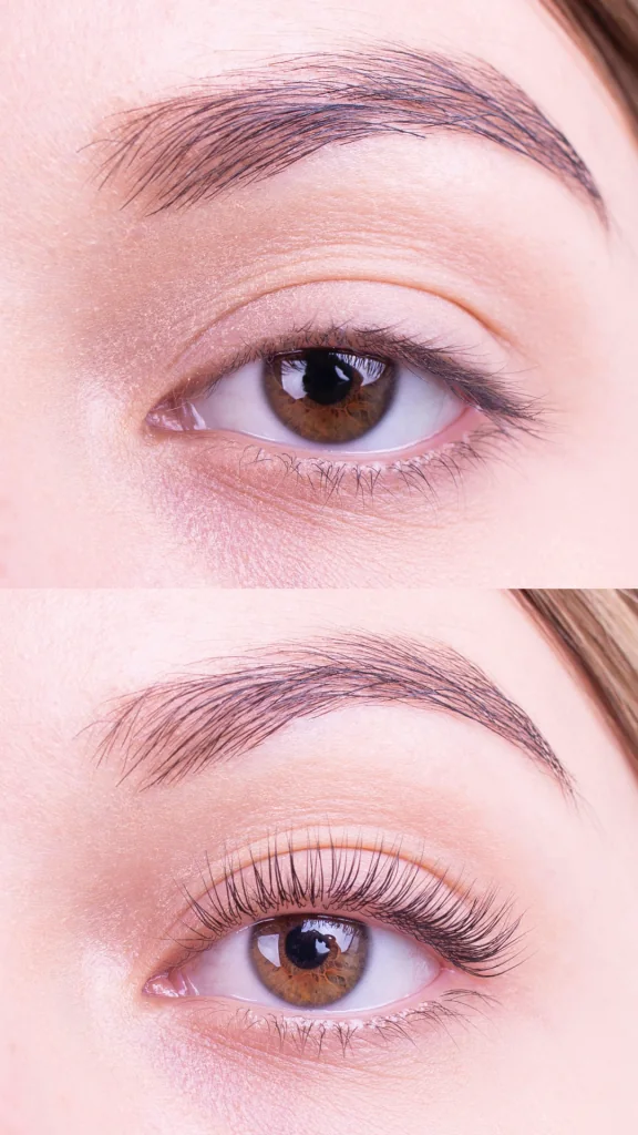 Lash lift before and after