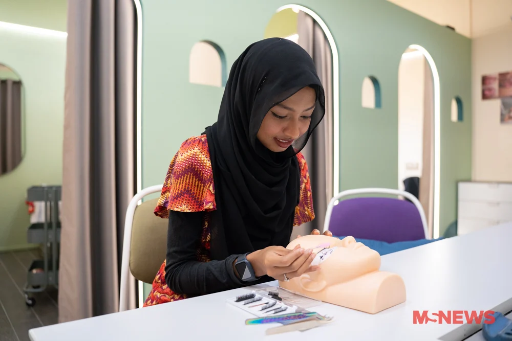 Azizah during beauty training at Jealash Beauty Studio & Academy