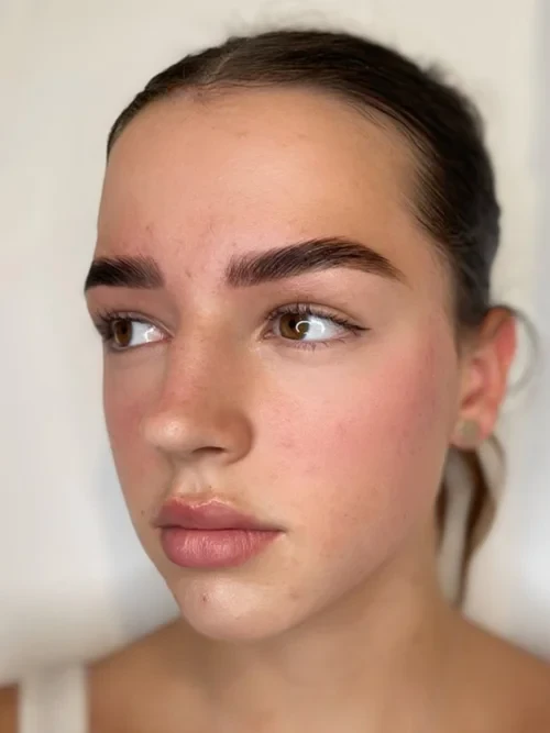 Finished brow lamination full-face result