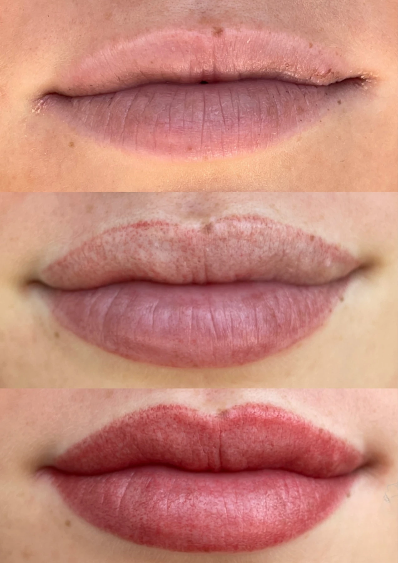 Lip blush result sequence showing tone change