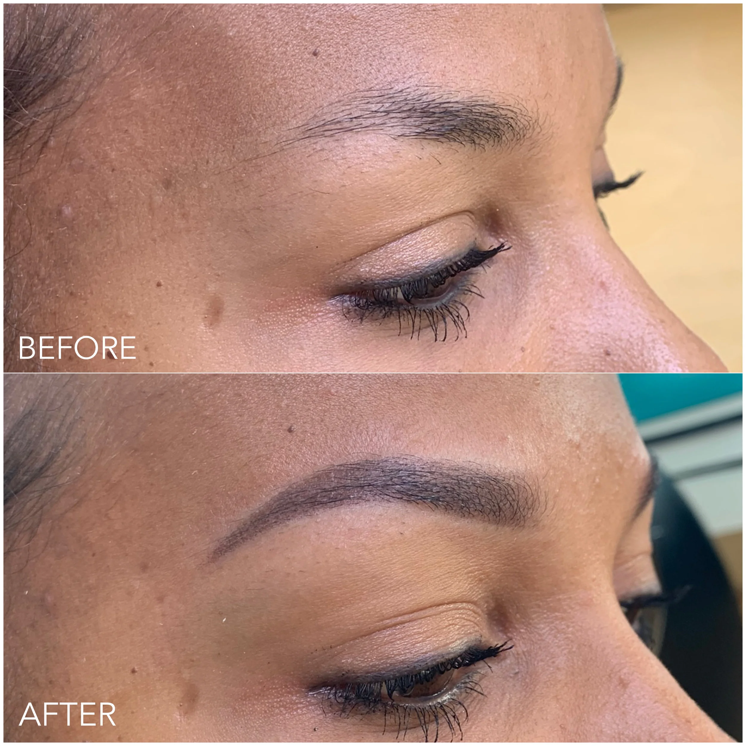Brow embroidery before and after transformation