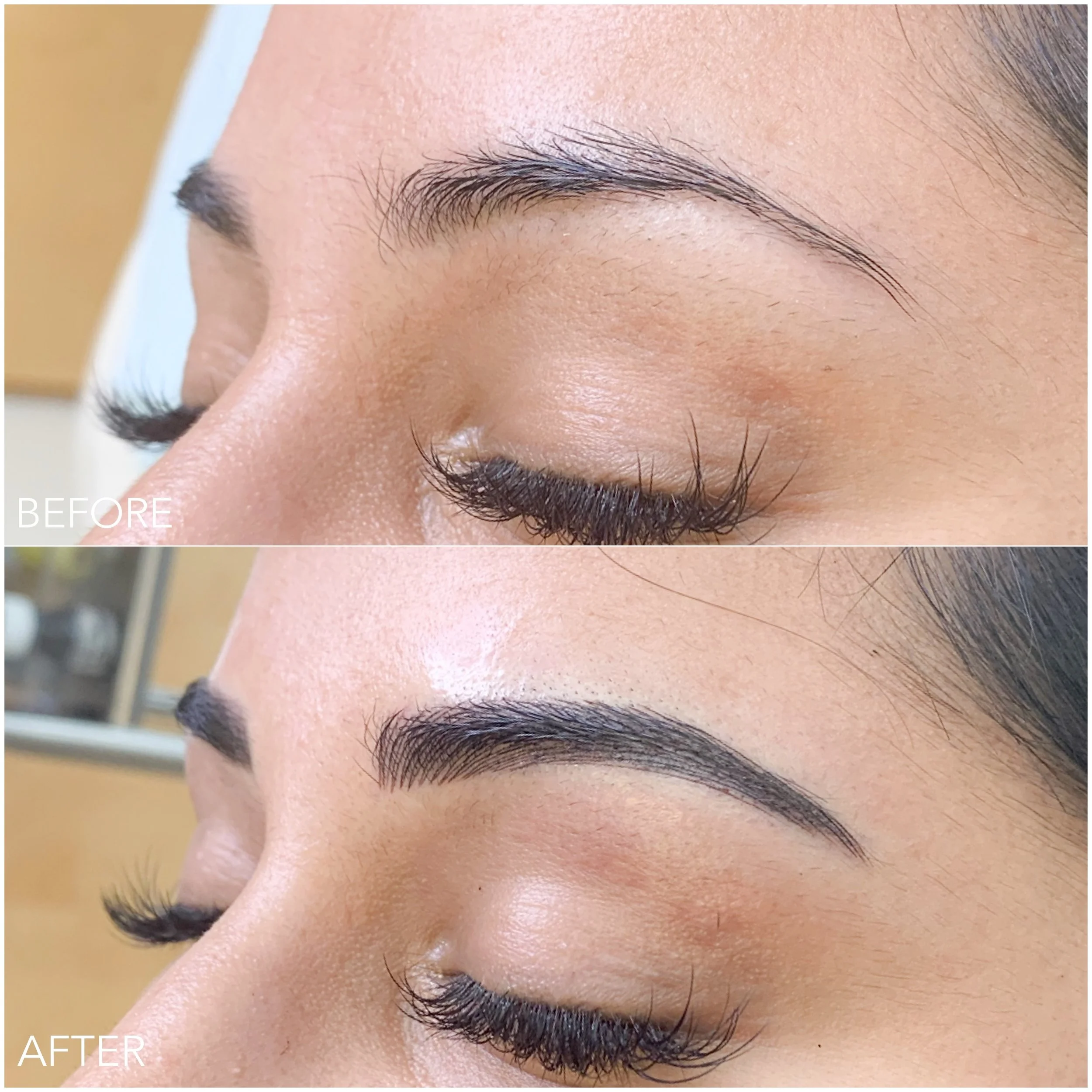 Brow embroidery before and after transformation
