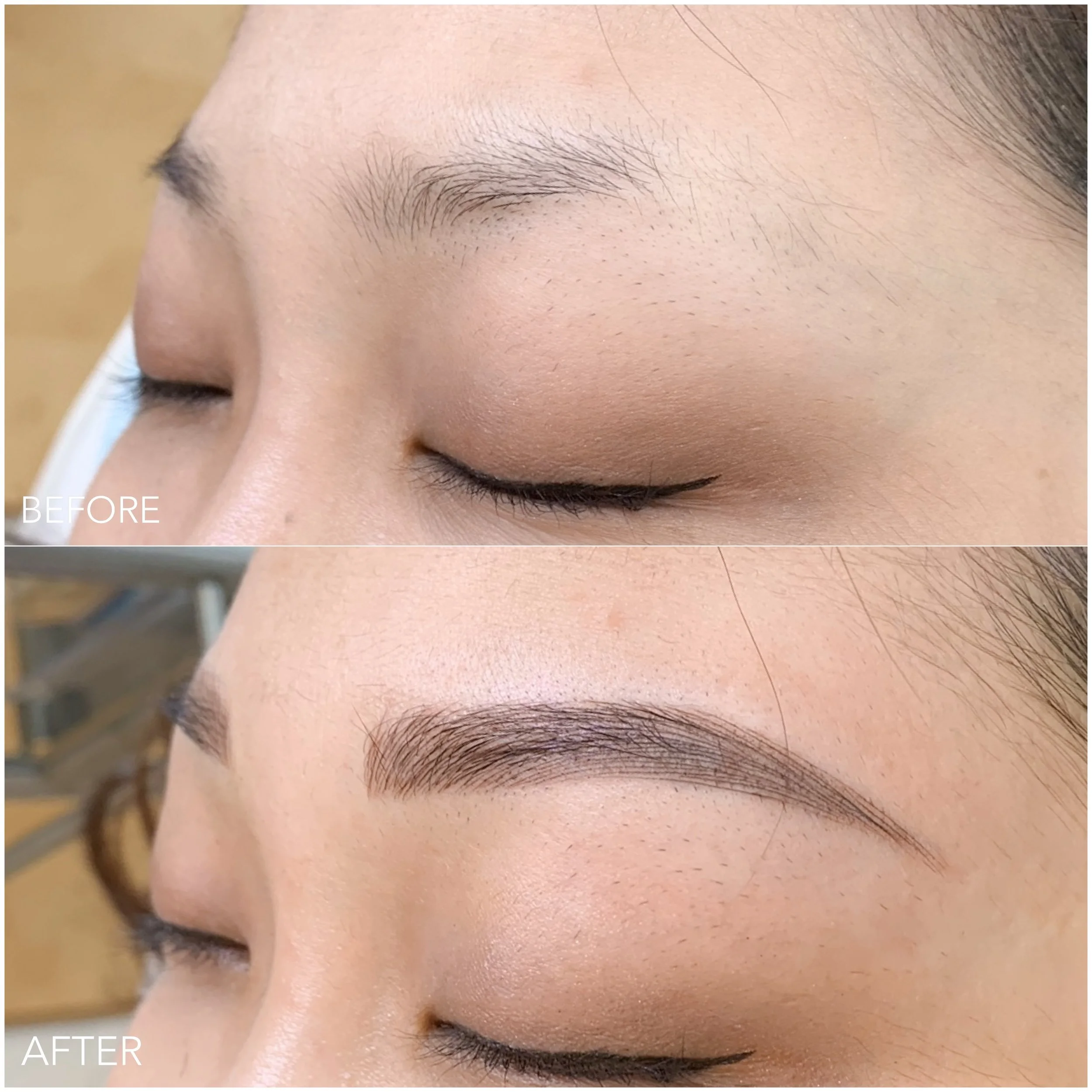 Brow transformation before and after
