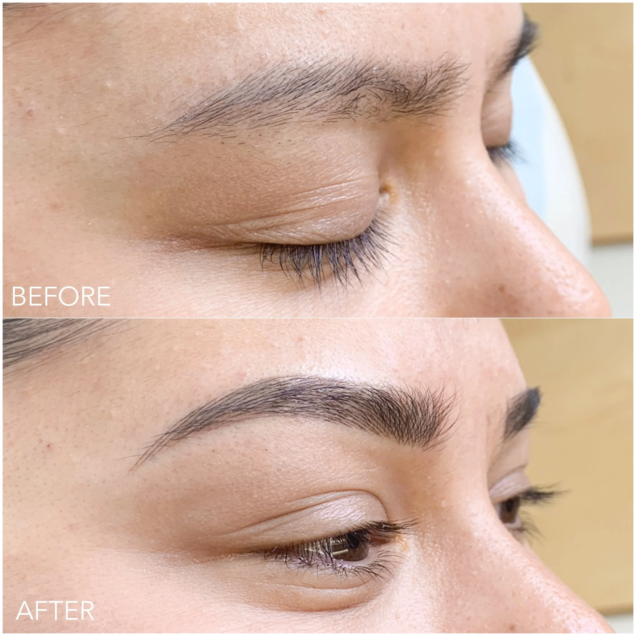 Brow transformation before and after