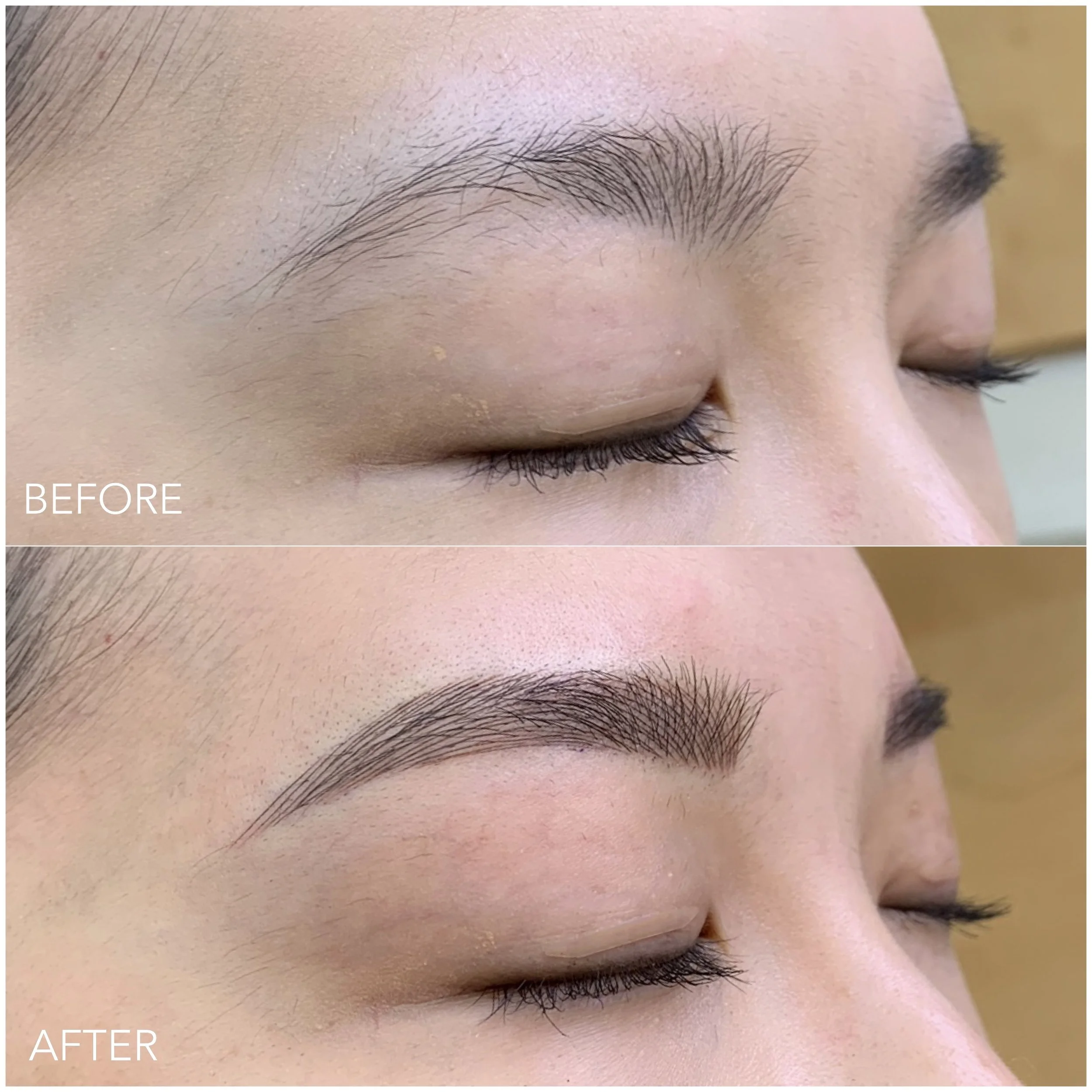 Brow transformation before and after