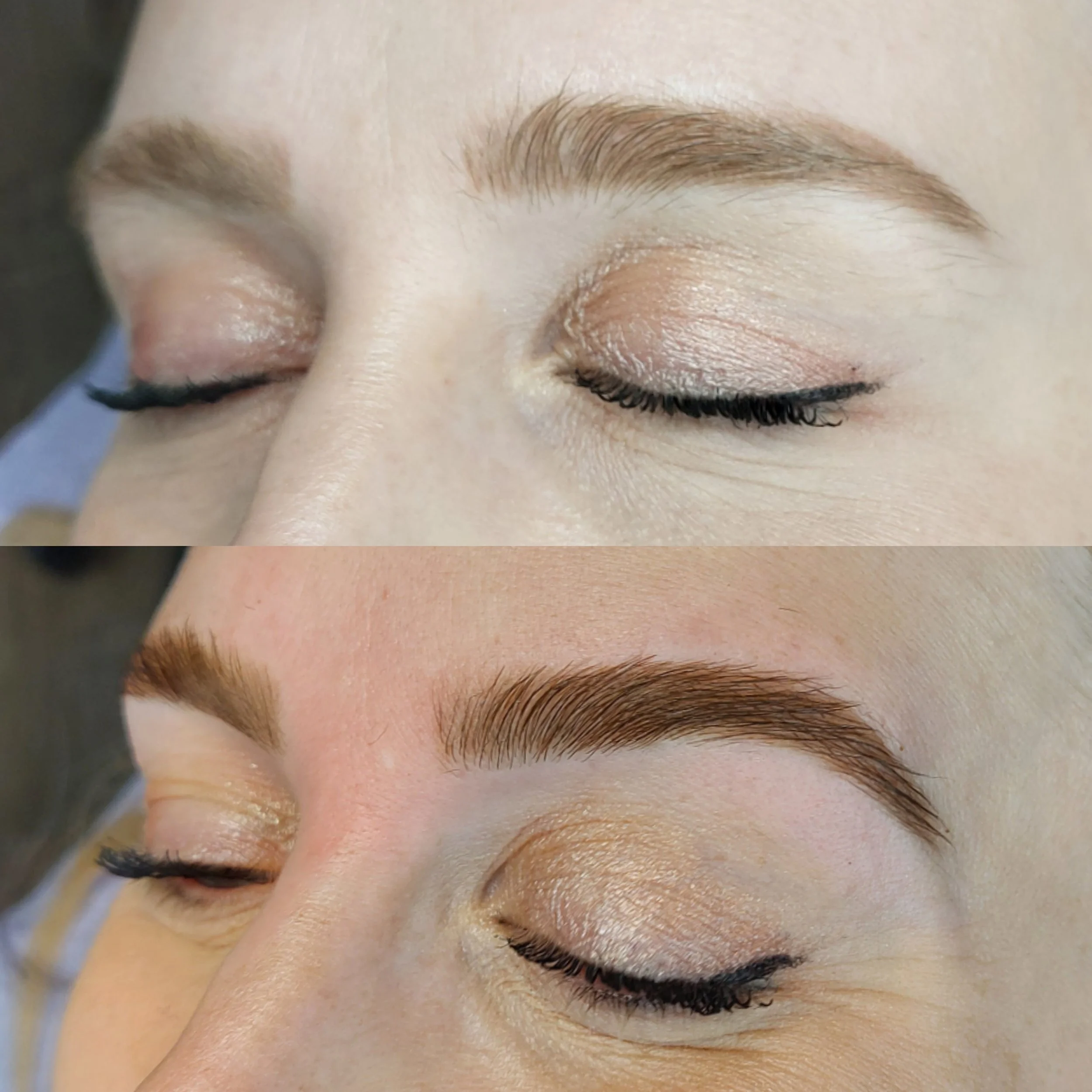 Eyebrow lamination result and shape reference